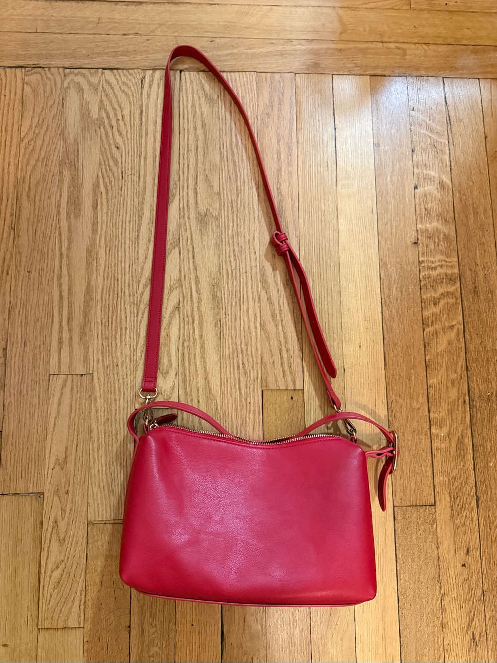 Red faux Leather Crossbody Shoulder Bag - Unbranded